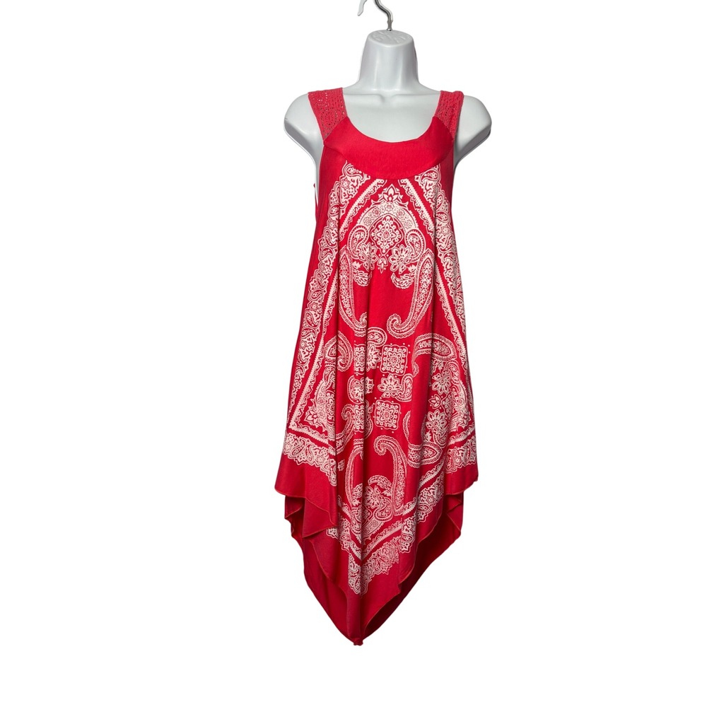 India Boutique Bandana Dress One Size Pink‎ Paisley Crochet Handkerchief Boho